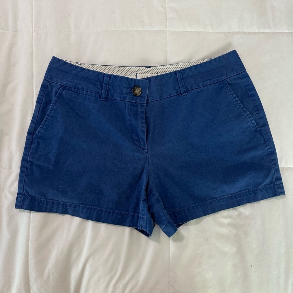 LOFT Women Blue Chino Shorts Size 6 Ann Taylor Cotton Casual Summer Bottoms